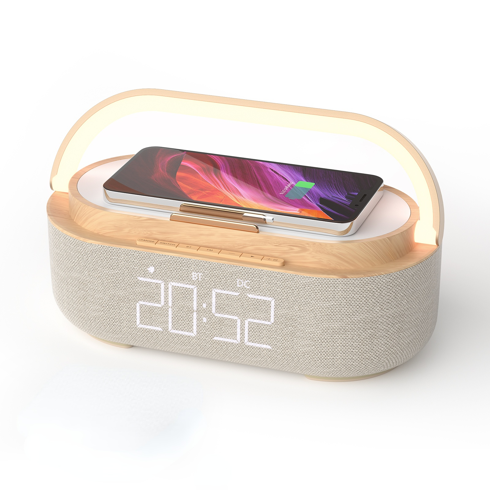 Wireless Charger Alarm Clock Bluetooth Speaker LED Smart Digital Clock USB Fast Charger Table Electronic Desktop Clock Fm Radio: Default Title