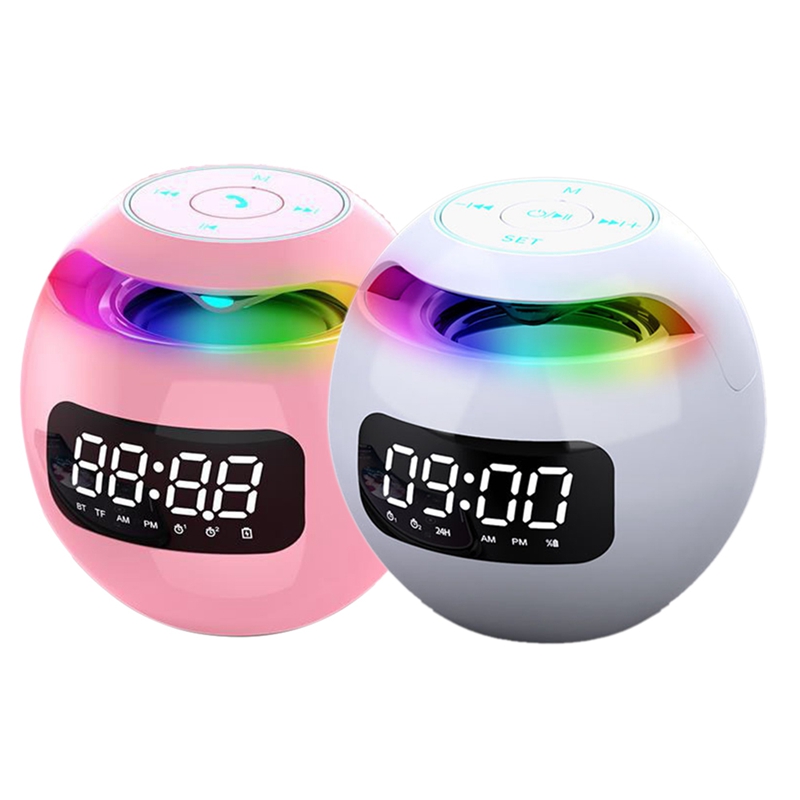 Draadloze Bluetooth Speaker Sound Box Klok Alarm Kleur Nachtlampje Met Microfoon Usb 5.0 Adapter Klok Versie