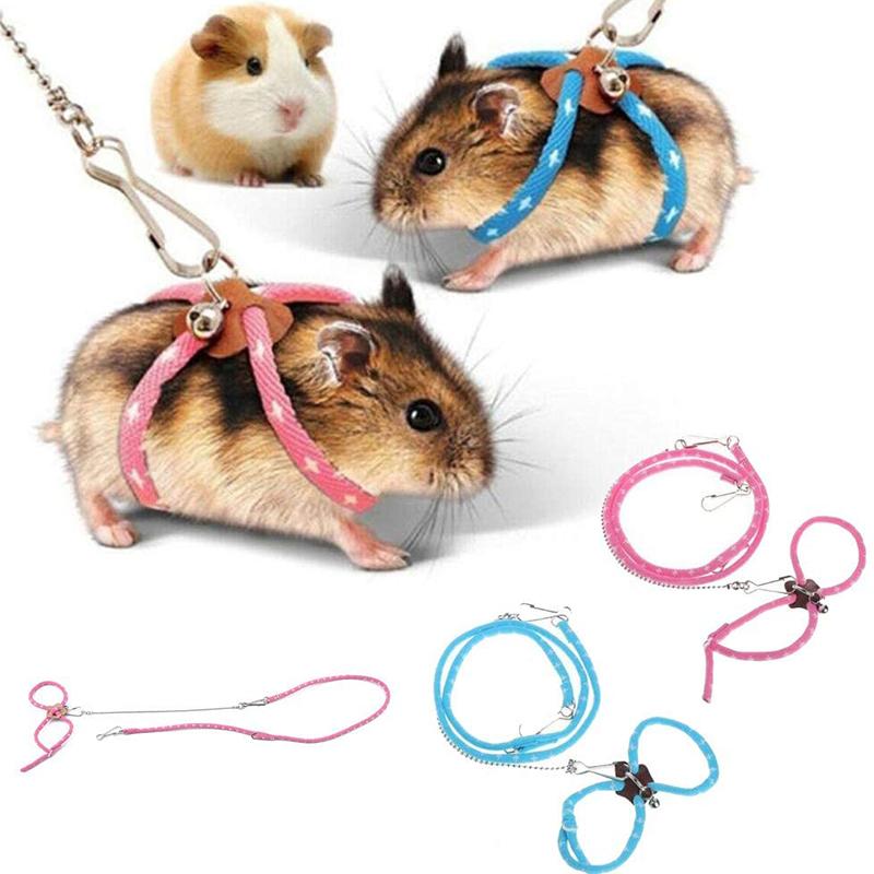 Arnés para hámster con cascabel, arnés ajustable para mascotas, ratas, ratones y hámsters