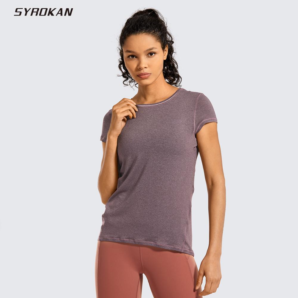 Syrokan sportstøj kortærmede tshirts kvinder sports t-shirt activewear løbetoppe træning gym tøj letvægts lyng