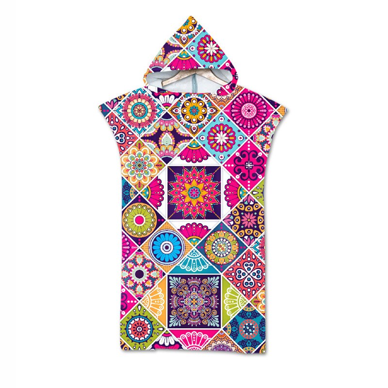 Toalla de playa con capucha de microfibra para adultos, Poncho de secado rápido con Mandala para piscina, Surf, toallas de baño, traje de baño cambiante, bata y capa