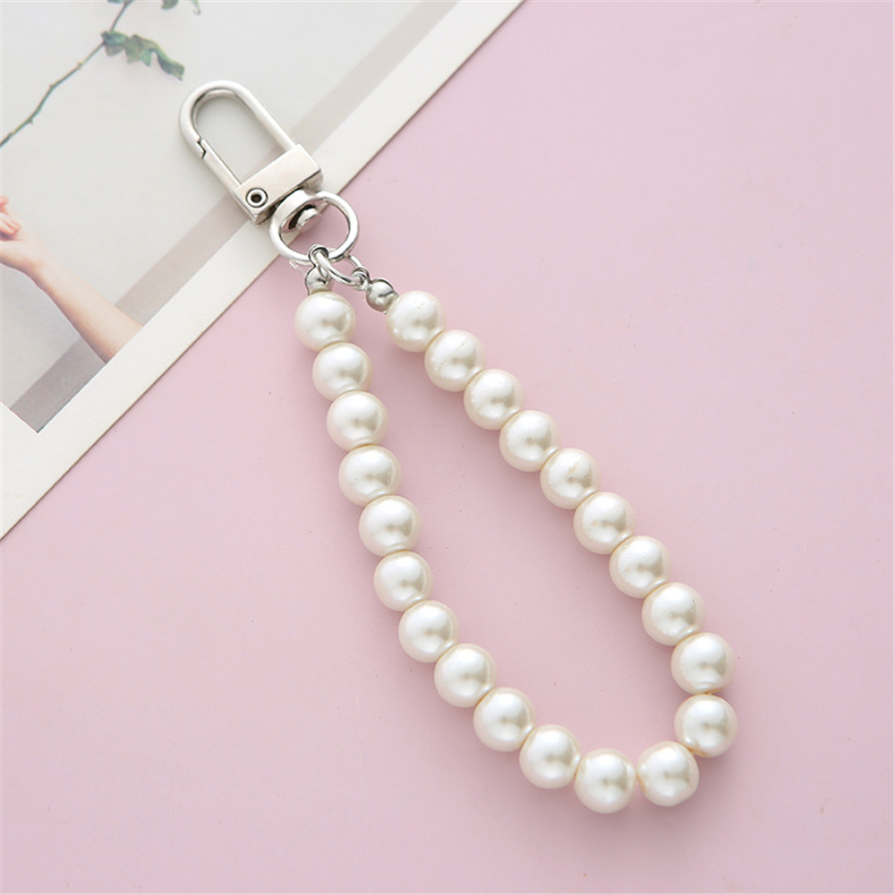 LLavero de perla simulada para Aorpods, colgante para bolso, llavero con cuentas para mujer, accesorios de joyería DIY para teléfono móvil