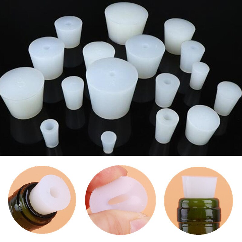 Tappi per vino per birra fatta in casa tappo in silicone con foro da 8mm per valvola camera d'equilibrio gorgogliatore fermentazione valvola di scarico tappo in gomma siliconica