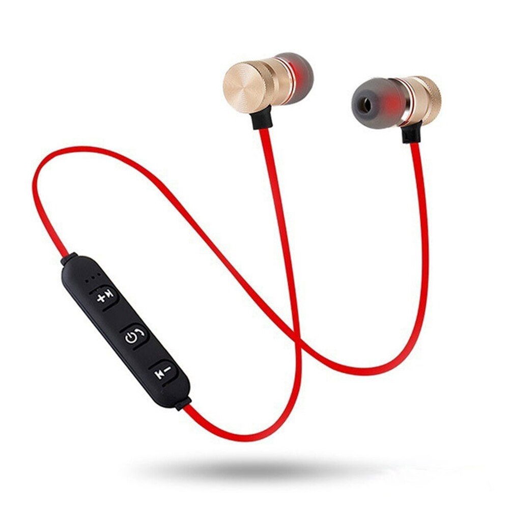 5.0 Bluetooth Wireless headphones Bass HIFI Headset Neckband Sport Stereo In-Ear With Microphone Headphones for all smartphone: Red