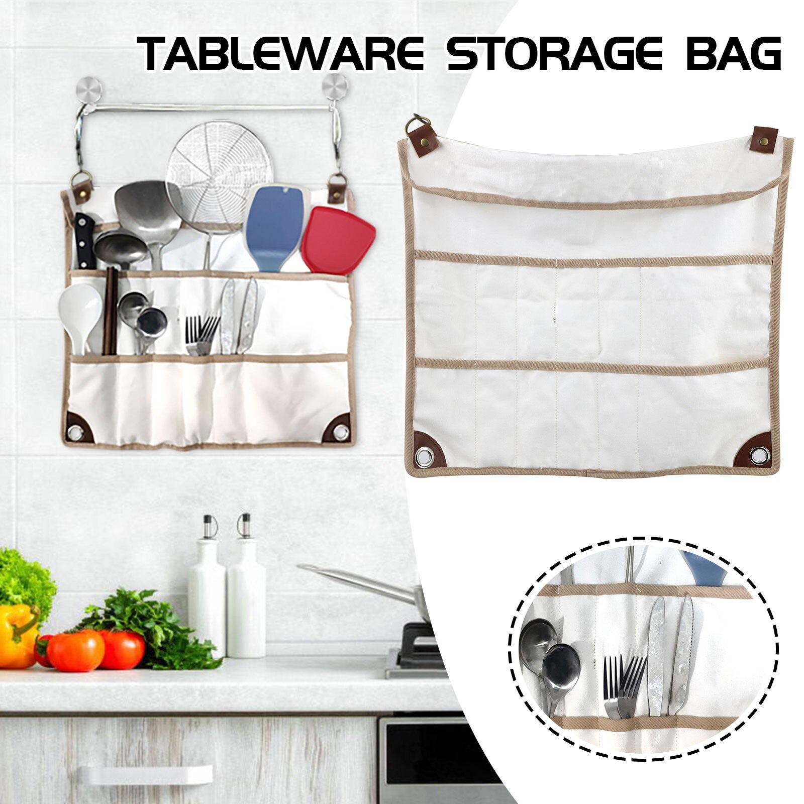 40# Camping Tableware Storage Bag Portable Cooking Utensil Bag Travel For Bbq Hiking Organizer Multi Compartment Organizador