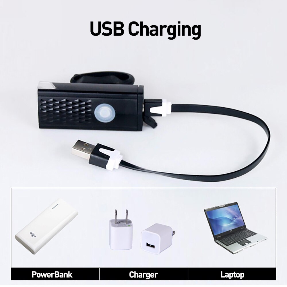 Bike Bicycle Light Headlight Battery USB LED Rechargeable Waterproof Handlebar Frame Lamp Flashlight High Luminosity White Other