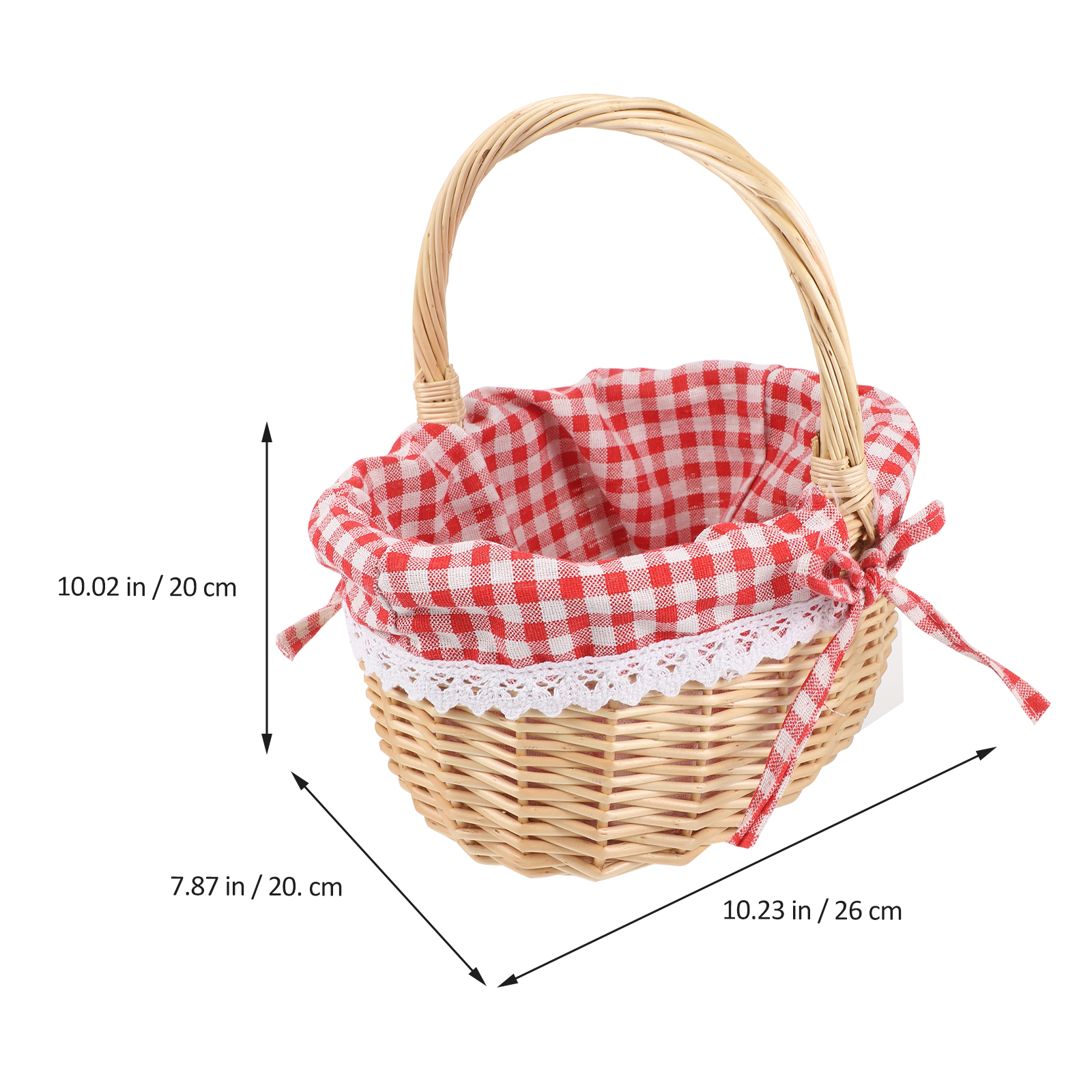 Zerodeko-cesta de Caperucita Roja, bolsa de Picnic tejida a mano, cesta de , cesta de almacenamiento de mimbre, cesta interior de lino