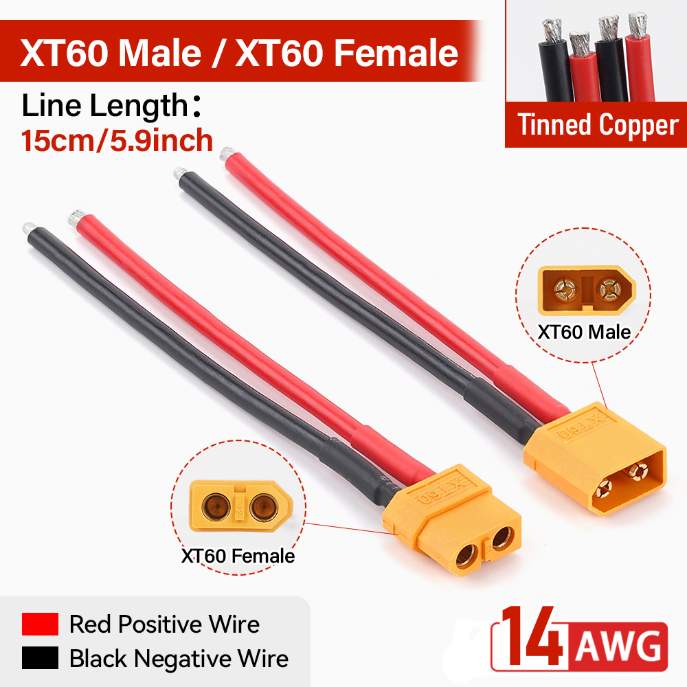 2 Stück xt60 14awg 15cm Anschluss kabel für Ladegerät Profi Ladekabel Motor- Einlauf leitung Stecker oder Buchse Batterie anschluss stecker