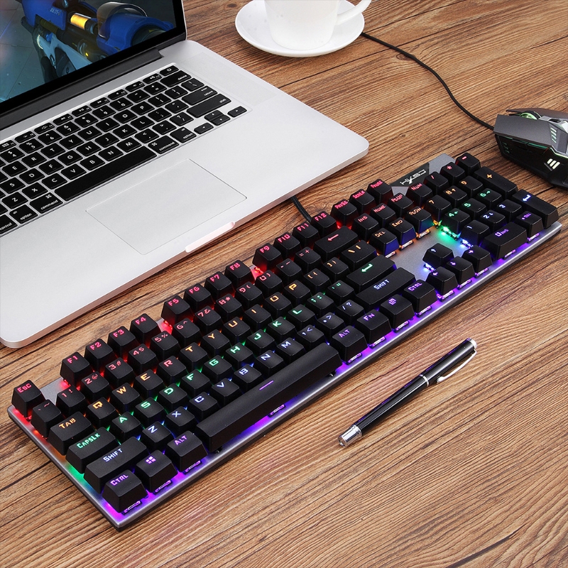 Wired Gaming Keyboard Mouse Combo Gaming Keyboard Mouse Ergonomic RGB LED Rainbow Backlit Keyboard Mouse 8000DPI (Black)