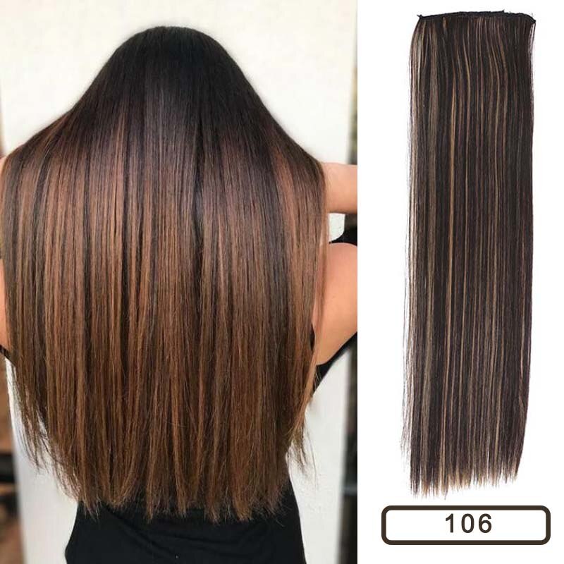 Dianqi Haar Clip In Synthetische Hair Extensions 22 Inch Steil Haar Clips Voor Vrouwen Pure Kleur Hoge Temperatuur Fiber