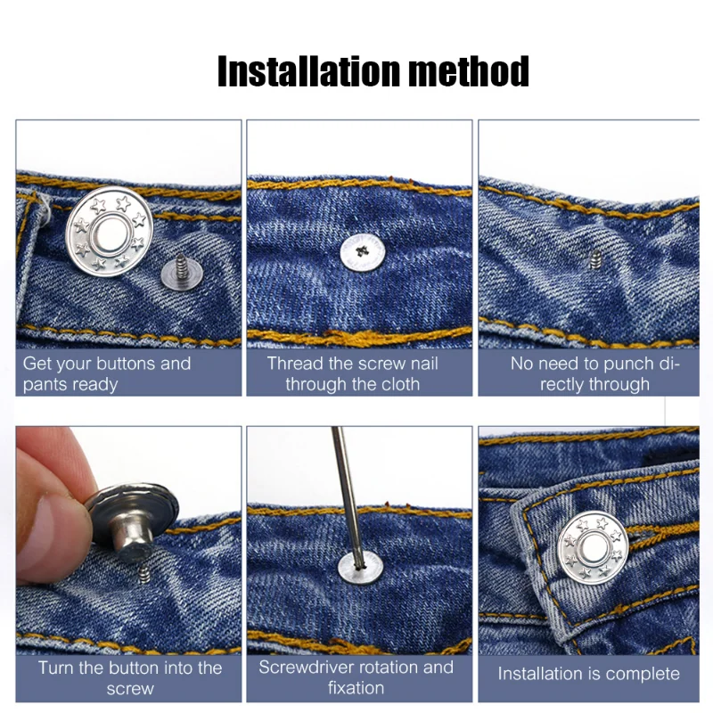 20/10Stck Abnehmbare Jeans Schraube Geschmack Druckknopf Schlauch Stifte Nagel Kostenloser Jeans Einstellbare Taille Legierung Schnallen näHenne Zubehör
