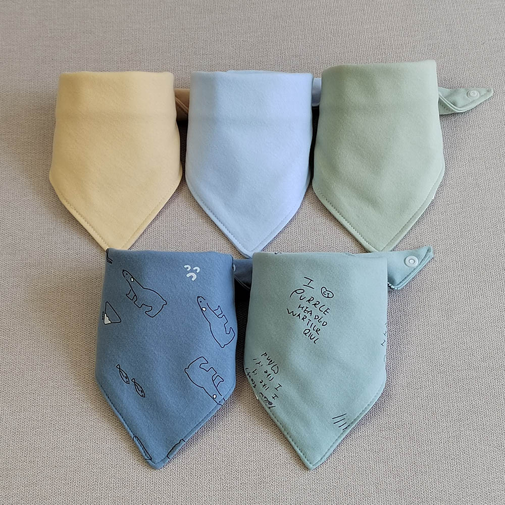 5 teile/los Baby Lätzchen Dreieck Doppel Baumwolle Lätzchen Cartoon Print Speichel Handtuch Baby Jungen Mädchen Fütterung Schürze Baumwolle Bandana Lätzchen: Blau