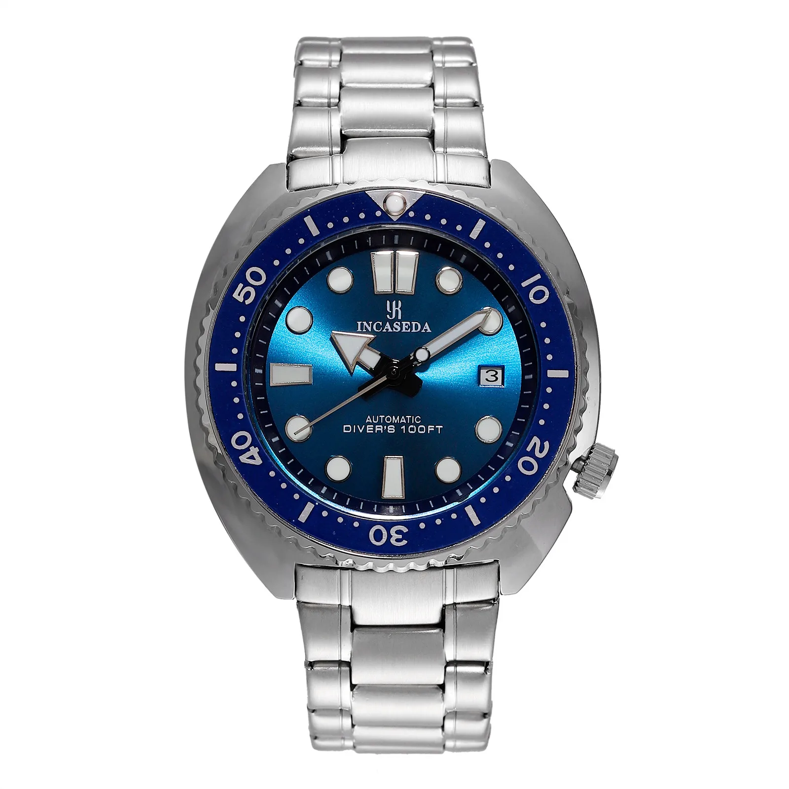 Nieuw INCASEDA topmerk luxe mode heren zakelijk horloge super lichtgevend automatisch mechanisch herenhorloge: Blauw