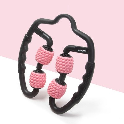Schaumstoffschaft-muskelrelaxations-massagerolle, dünne wadenringklemme, beinrolle, yoga-fitnessgerät, u-förmiges massagerad: Rosa