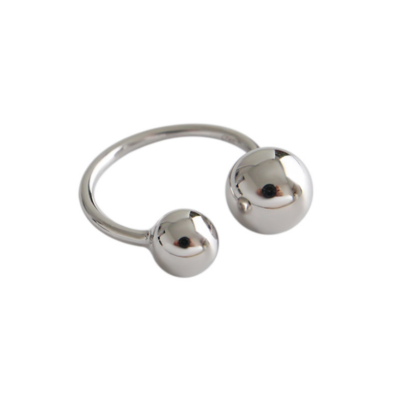 F.I.N.S Klassische doppelte runde Kugel aus 925er-Sterlingsilber, Knuckle-Ringe für Frauen, kleiner Zehenschwanz-Fingerring, weiblicher edler Schmuck: Default Title