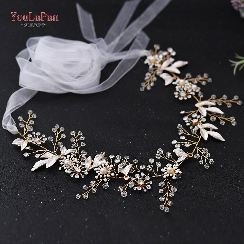YouLaPan SH294 Simple Bridal Dresses Belt Rose Gold Wedding Dress Accessories Women Waist Belt Flower Bridal Sash Crystal Belt: White organza