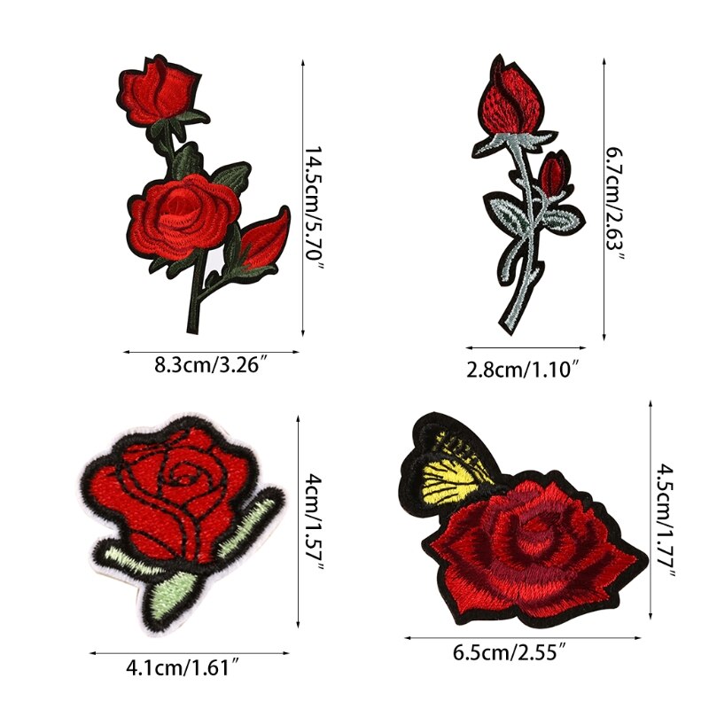 11Pcs Assorted Rose Flower Patch Embroidered Iron on Applique Patch for Craft Sewing Clothing Other Fabrics