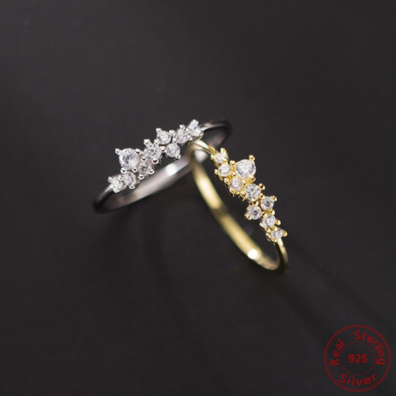 Light Luxury Irregular Rhinestone Crystal Rings 925 Sterling Silver Ring Gold Silver CZ Jewelry Wedding Engagement Ring