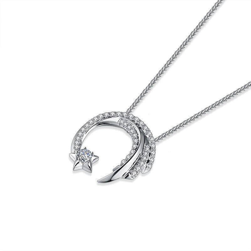 Moon Star 925 Sterling Silver Meteor Garden Slip Falling Meteor Micro-Inlaid Clavicle Chain Temperament Female Necklace SNE295