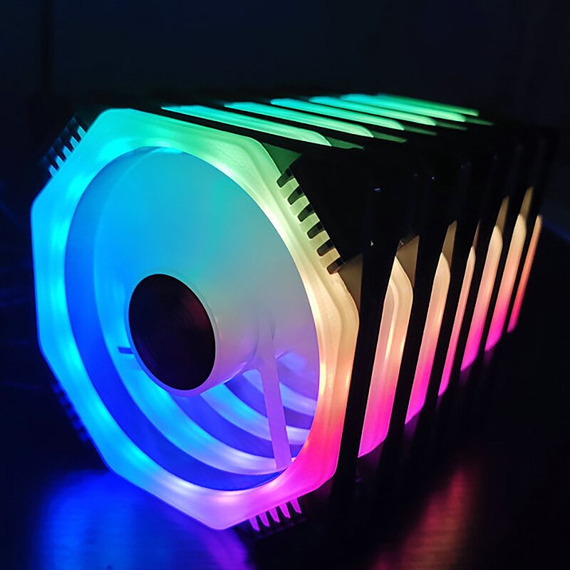 COOLMOON RGB Computer Case Fan, 12cm Silent Polygon + Music Controller Computer Cooling Fan CPU Cooling Fan (3PCS)