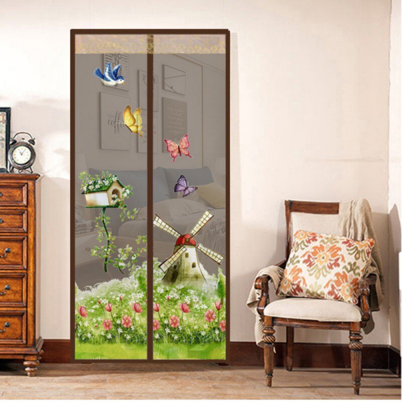 Deur Gordijn Magnetische Gordijnen Handsfree Mesh Anti Mosquito Insect Fly Bug Gordijnen Netto Automatische Sluiten Deur Screen Keuken: Coffee / 90x210