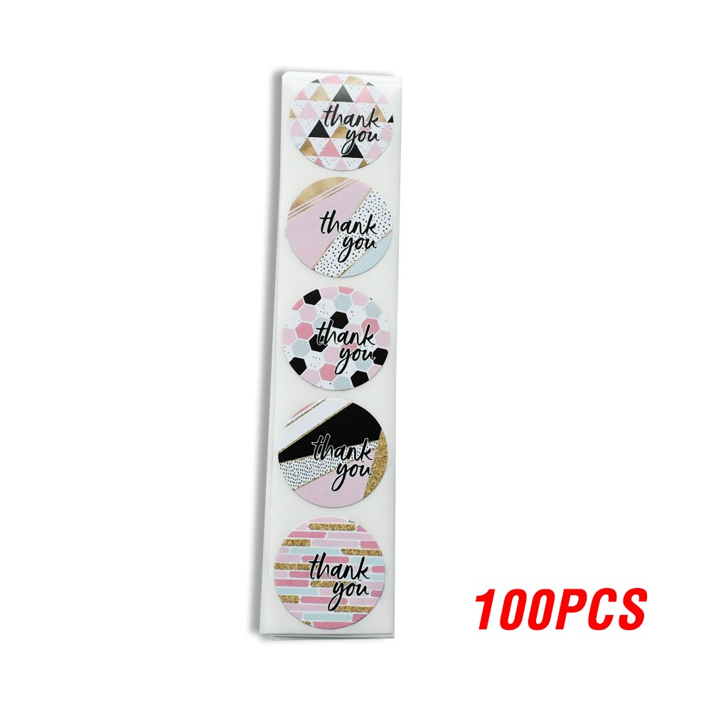 100-500pcs Gold Foil Thank You Stickers For Seal Labels 1 Inch Packaging Stickers Birthday Party Offer Stationery Sticker: YH14-100pcs