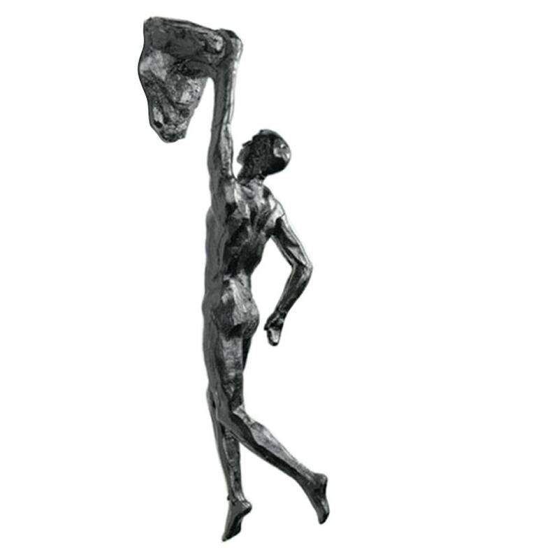 Industriell stil klättring man harts järn tråd vägghängande dekoration skulptur figurer retro staty dekor