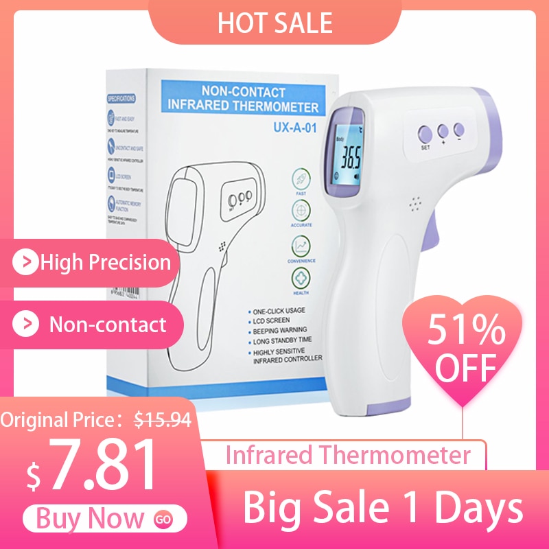 Infrarødt termometer berøringsfrit digitalt pandetermometer lcd-baggrundsbelysning til voksen/børn/baby
