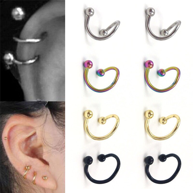 1Pair8mm Spiraal Chirurgisch Staal Spiral Twisted Lip Ring Neusringen 16 Gauge Oor Kraakbeen Helix Piercing Lichaam Accessoires Sieraden