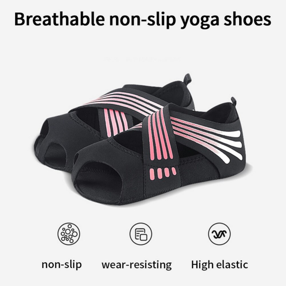 1 paar zehenfreie, rutschfeste damensocken für yoga, barre, pilates, fitnessstudio, sport, tanz, schwarz