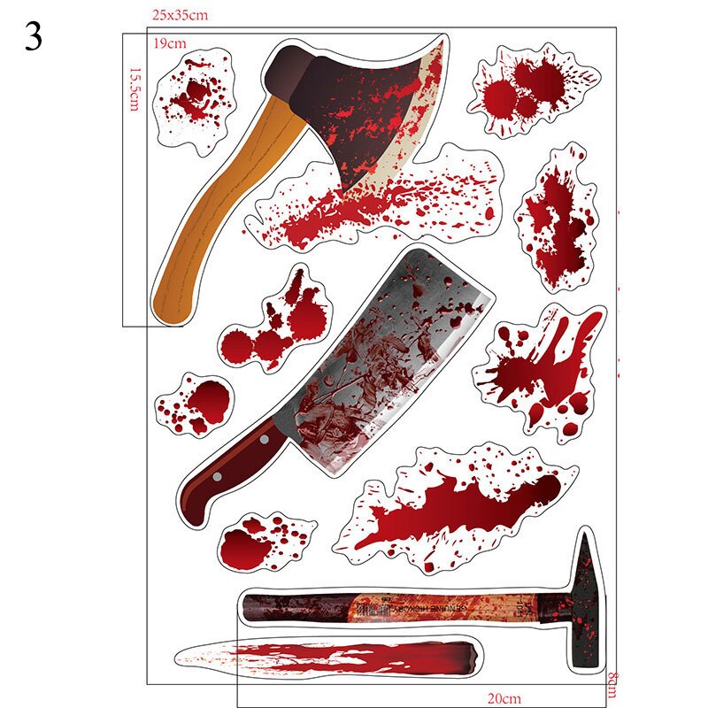 Horrible Halloween Bloody Handprint stickers Wall Window Door Home Decal Stickers Halloween Party Decoration Haunted House Prop: 3