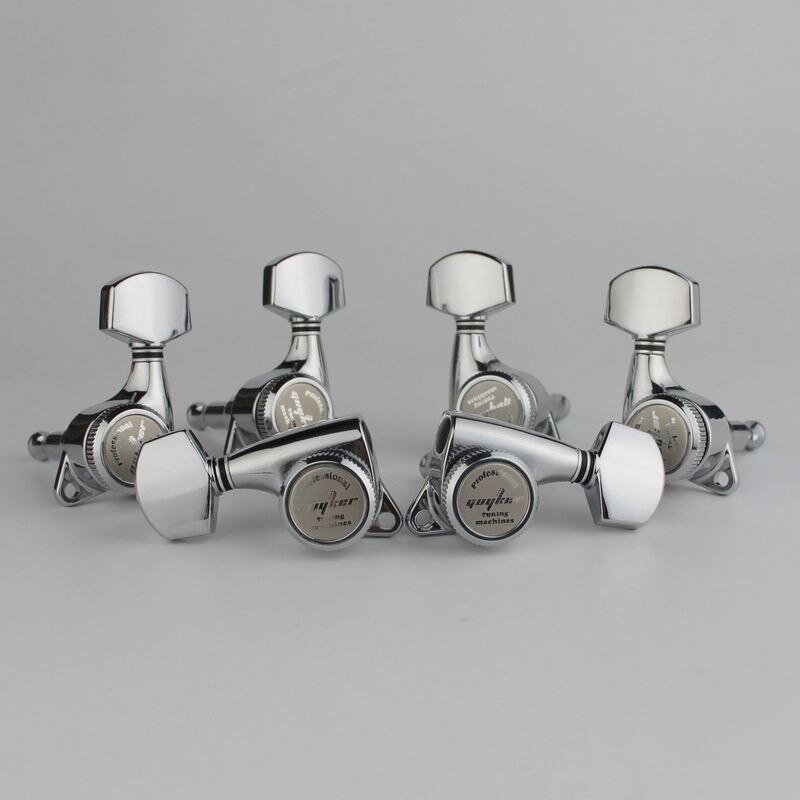 GUYKER Chrome Guitar Locking Tuners Electric Guitar Machine Heads Tuners Lock Silver Guitar Tuning Pegs ( With packaging): 3R3L