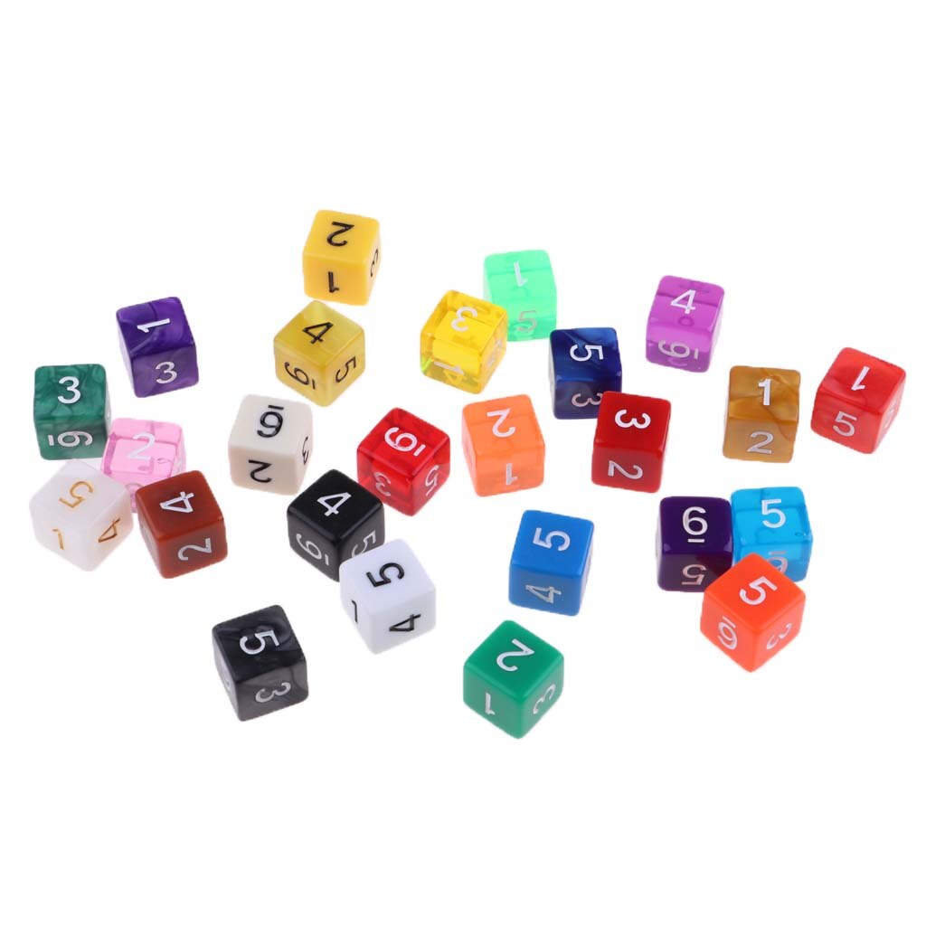 25 pièces dés en plastique D6 dés numériques pour D & D RPG MTG jeu de société jouet bricolage