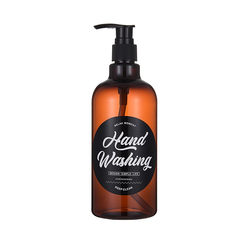 Brun sæbeflaske til badeværelse bruser shampoo balsam flaske nordisk håndpresse væskebeholder 500ml/16.9oz: B