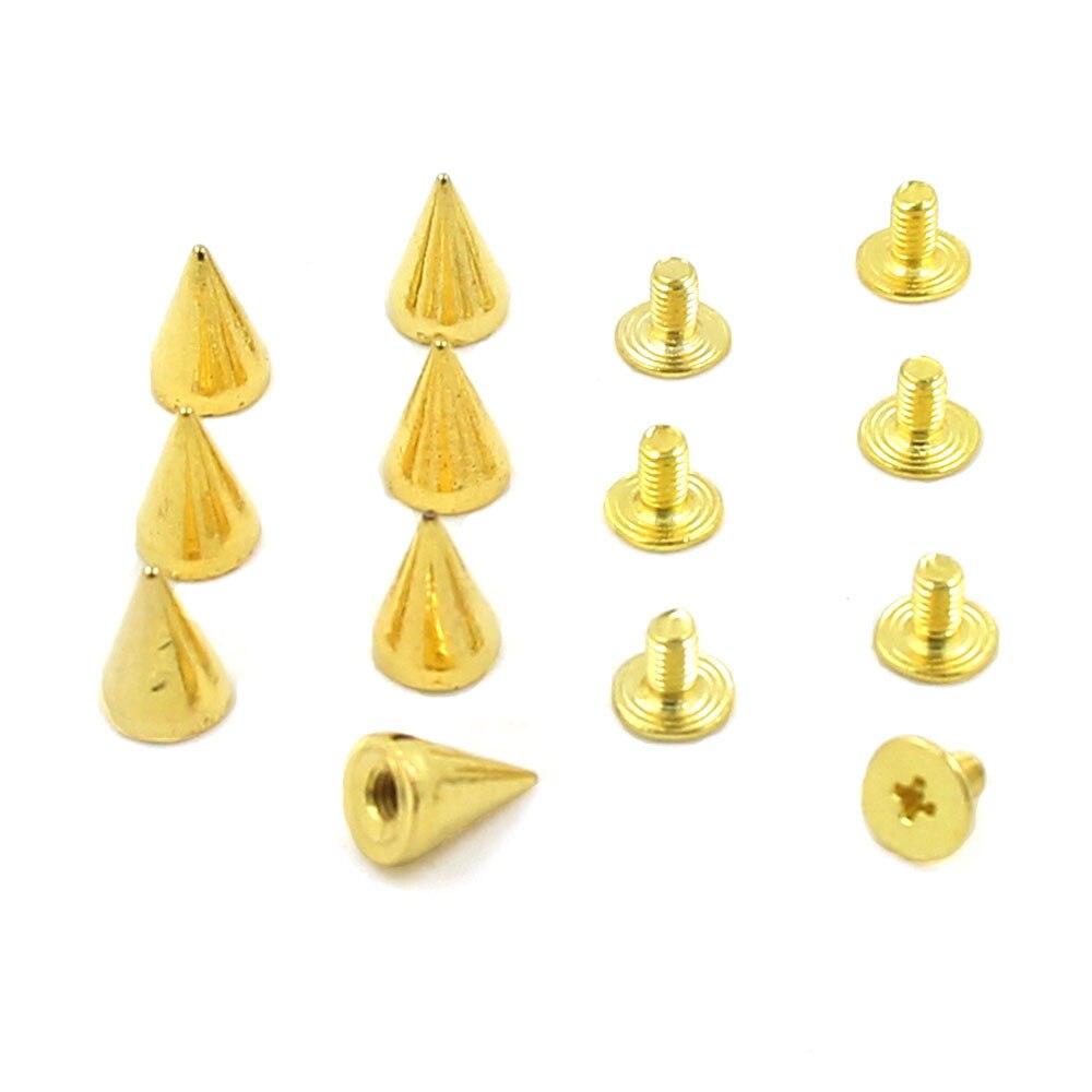 Tachuelas y pinchos de Metal de 7x10mm para ropa, zapatos, bolsos y cinturones, oro, plata, negro o bronce, remaches de cuero Punk, 100 Uds.