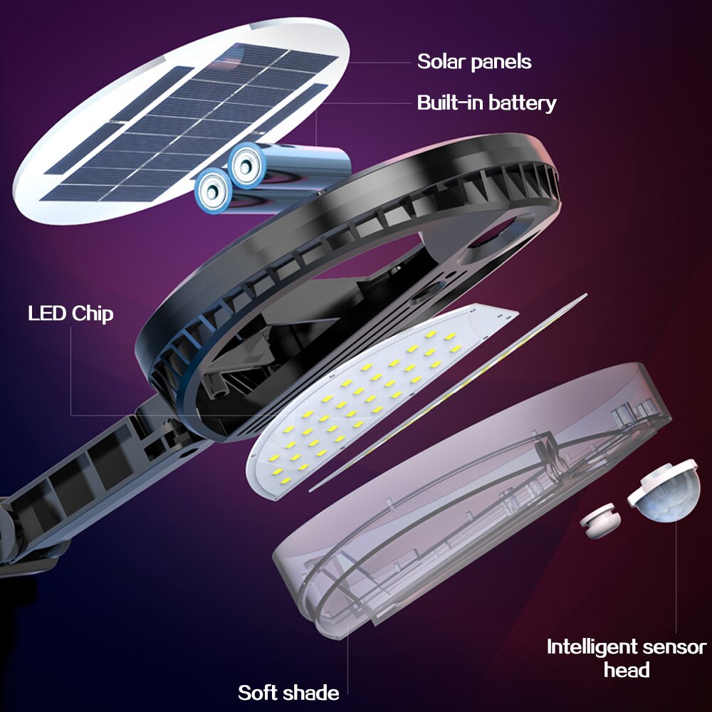 IP65 Waterdichte Outdoor Zonne-verlichting 100W Led-straatverlichting Solar Ronde Wandlamp Met Afstandsbediening Home Tuin Hek lamp