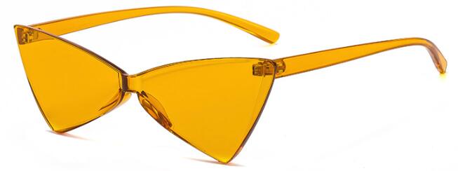 Plastic cat eye Driehoek zonnebril vrouwelijke candy kleur retro vintage bril randloze groene zonnebril vrouwen een stukken eyewear: C8 dark yellow