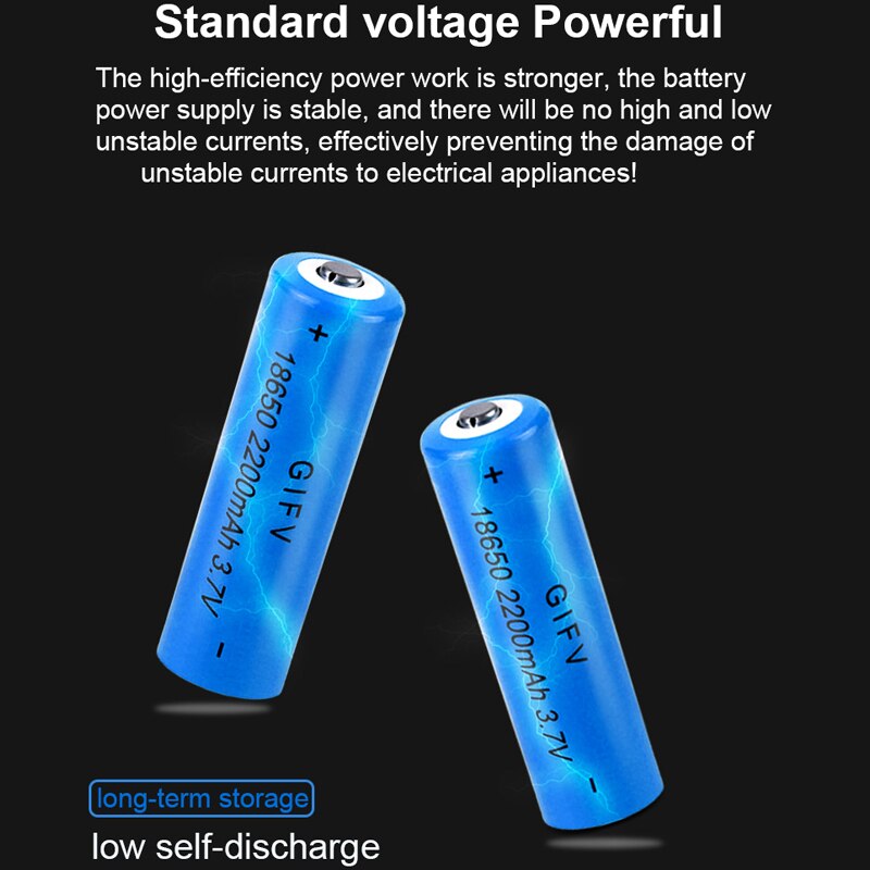 18650 Oplaadbare Batterijen 2200Mah Lithium Batterij 3.7V Hoge Capaciteit Power Koplamp Fan Platte Kop Zaklamp Voor Elektronica