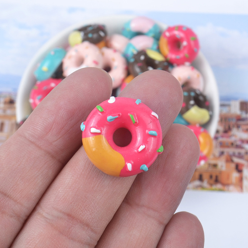 10 stk / masse harpiks simulering mad donut slim charms leverer fyldstof diy polymer tilbehør legetøjsmodel værktøj til børn