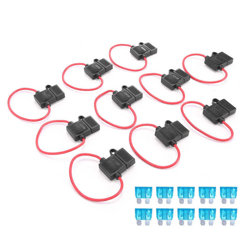 RECOIL FH16-10 Inline Sicherungshalter Set - 10er Pack Mit Sicherungen 10A & 15A