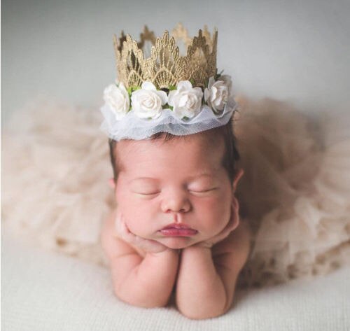 Chapeaux de fête d&#39;anniversaire pour bébé fille, 1 pièce, bandeau couronne de princesse à fleurs pour enfant d&#39;un an, décoration de réception pour bébé, fourniture de fête pour 1er anniversaire