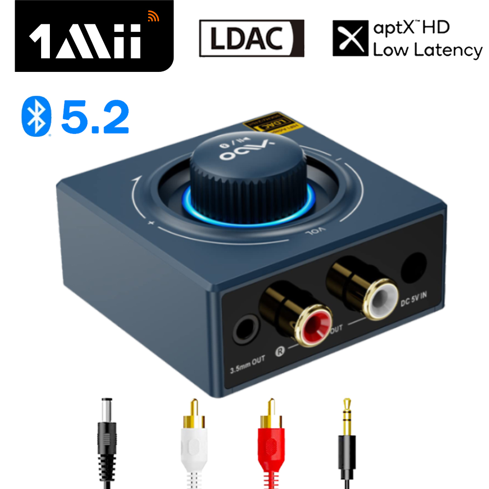 Ricevitore Bluetooth 5.2 1Mii B06T3+, adattatore Audio Bluetooth LDAC Aptx per stereo domestico, Jack RCA da 3,5 mm aux HiFi