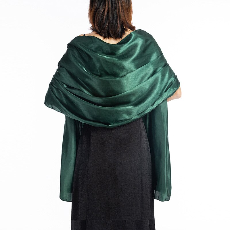 Ensfarvet satin aftenkjoler fest sjal tørklæde til kvinder brudekjole sjal foulard femme brude boleroer trækker på skuldrene vikler: 15