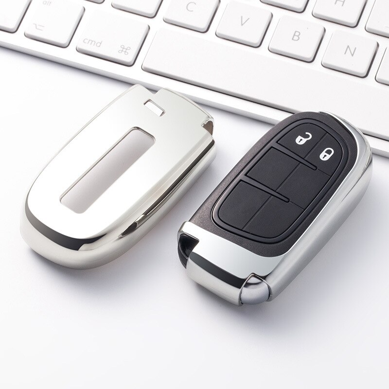 TPU Car Key Cover For Dodge Charger For Jeep Renegade Grand Cherokee For Chrysler 200 300 Key Fob Case For Car: A-sliver