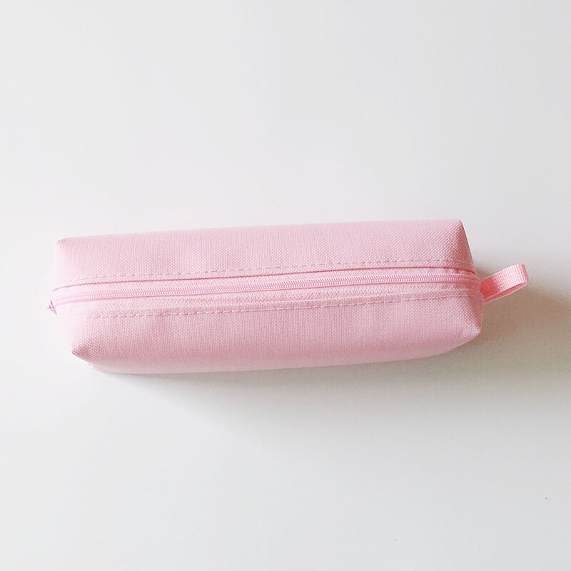 Pencil Case Makeup Bag Canvas Zipper Pen Bag Box Solid Cosmetic Bag School Stationery Bag Cosmetic Brush Bag For Girl Boy: Pink