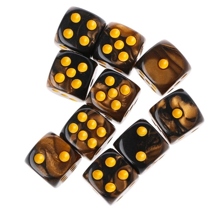 10 stuks zeszijdige 12mm transparante kubussen met ronde hoeken, draagbaar tafelspel: 7