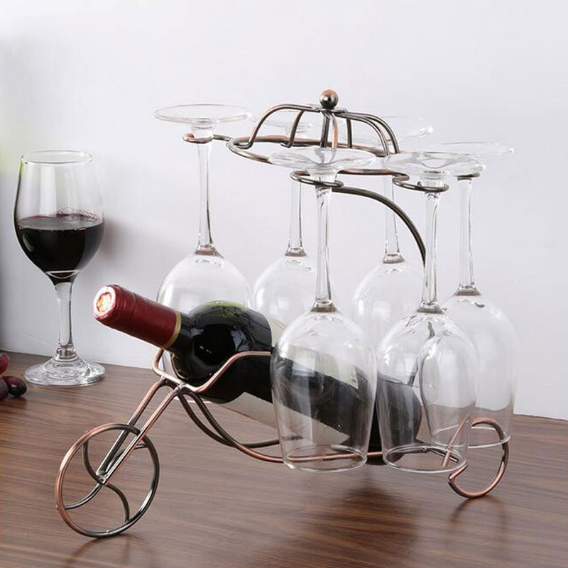 Vintage Rvs Rode Wijnrek Wijnglas Fles Houder Beker Stand Cup Chariot Keuken Bar Display Stands Decor