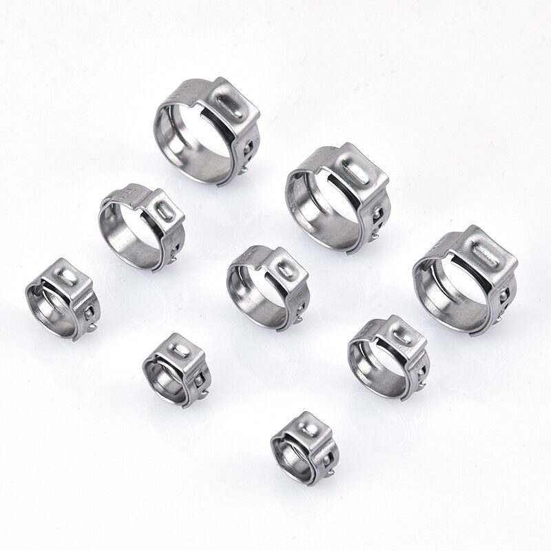 70pcs Single Ear Stepless Hose Clamps 5.3-14.0mm 304 Stainless Steel Hose Clamps Cinch Clamp Rings for Sealing Kinds of Hose