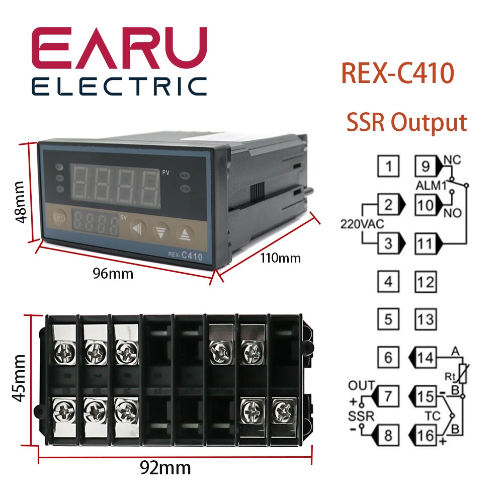 PID Digital Intelligent Industrial Temperature Controller K Universal Input REX-C100 C400 C700 C900 Thermostat SSR Relay Output: C410 SSR