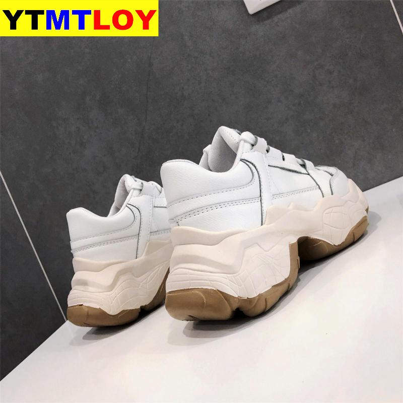 Ins efterår kvinder fritidssko læder platform sko kvinder sneakers damer hvide sneakers stor størrelse 35-41